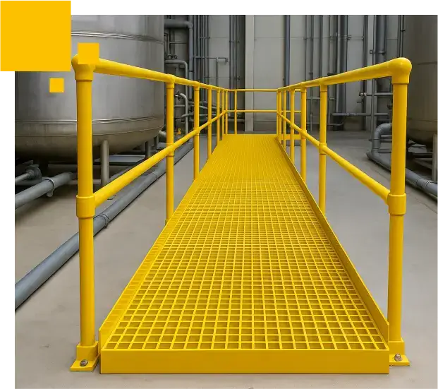 FRP composite walkway panel showing pultruded profile construction